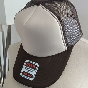 OTTO Brown and Cream Mesh Trucker Hat